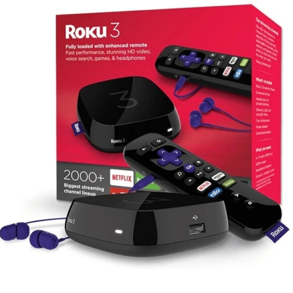 Roku 3 Streaming Device with Dual-Band Wireless,Media Player w Voice Search - Picture 1 of 16